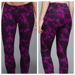 Lululemon — Wunder Under Pink Tie Dye Crops